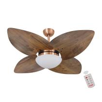 Ventilador de Teto Dormamu Cobre 4 Pás Rádica Imbuia 127V com Controle