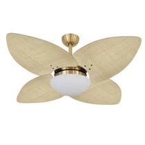 Ventilador de Teto Dormamu Dourado 4 Pás Palmae Natural 220V com Controle