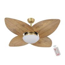 Ventilador de Teto Dormamu Dourado 4 Pás Rádica Freijó 220V com Controle