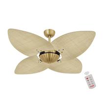 Ventilador de Teto Dormamu Dourado Office 4 Pás Palmae Natural 220V com Controle