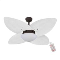 Ventilador de Teto Dormamu Marrom Texturizado 4 Pés Palmae Branco 220V com Controle