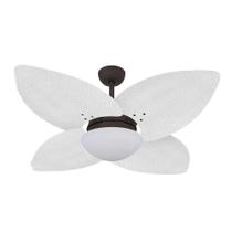Ventilador de Teto Dormamu Marrom Texturizado 4 Pés Palmae Branco 220V
