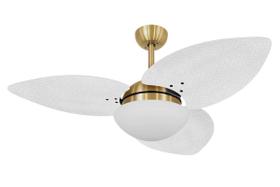 Ventilador De Teto Dunamis Dourado 3P Rattan Branco 110V