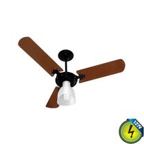 Ventilador De Teto Economiq New Delta Light Preto 3 Pás em Madeira Globo Aberto 130W 127V C3V 38-3119 Ventidelta