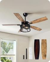 Ventilador de Teto EDISHINE 132 cm com Controle Remoto e 6 Velocidades - Acabamento em Madeira Queimada Ventilador de Teto EDISHINE 132 cm com Controle Remoto e 6 Velocidades - Acabamento em Madeira Queimada