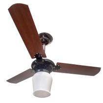 Ventilador de teto Eficivent PRETO/MOGNO 220V Eco 3 Pás Econômico Com Luminária