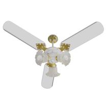 Ventilador De Teto Elegance New Zeta Branco/Latonado 3 Pás Laqueadas Brancas 130W 127V C3V 34-3112 Ventidelta