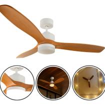 Ventilador de Teto Elegant Branco com Pás de Madeira LED 48W Integrado, Controle Remoto, Silencioso, 6 Velocidades, Bivolt SL Iluminação Ventilador de Teto Elegant Branco com Pás de Madeira LED 48W Integrado, Controle Remoto, Silencioso, 6 Velocidades, Bivolt SL Iluminação
