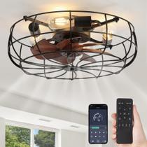 Ventilador de teto enjaulado LEDIARY de 20" com controle remoto de luz de 6 velocidades