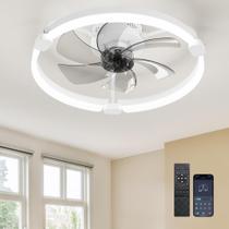 Ventilador de Teto Ensenior 50cm Perfil Baixo com Luz e Controle Remoto Branco