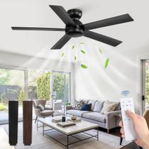 Ventilador de teto Fabbulous 48" Flush Mount Black Remote DC Motor DC