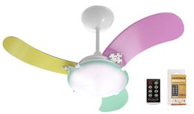 Ventilador de Teto Facilita VentColors Tricolor Vde/Fem 3Pás MDF 110V + Controle