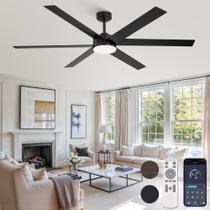 Ventilador de Teto Fanbulous 168 cm com 6 Hélices e Luz Regulável Preto Ventilador de Teto Fanbulous 168 cm com 6 Hélices e Luz Regulável Preto