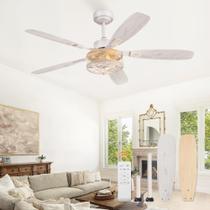 Ventilador de Teto Fanbulous 52" Estilo Fazenda Branco e Dourado com Controle Remoto