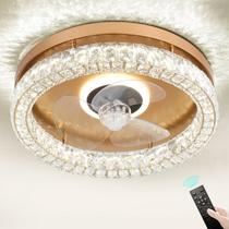 Ventilador de Teto FRIXCHUR 48 cm com Luz de Cristal, Controle Remoto e 6 Velocidades Ventilador de Teto FRIXCHUR 48 cm com Luz de Cristal, Controle Remoto e 6 Velocidades