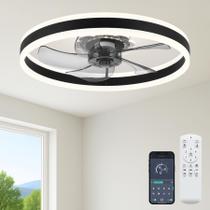 Ventilador de teto Fszdorj F105 60 cm com luz, controle remoto e por app Ventilador de teto Fszdorj F105 60 cm com luz, controle remoto e por app