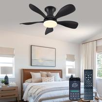 Ventilador de teto FUMLTP 33" Black Flush Mount com aplicativo remoto Ventilador de teto FUMLTP 33" Black Flush Mount com aplicativo remoto