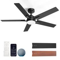 Ventilador de teto Geinself 132 cm com preto claro inteligente com controle remoto Alexa Ventilador de teto Geinself 132 cm com preto claro inteligente com controle remoto Alexa