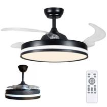 Ventilador de Teto Grande Lampada Led 3 em 1 Pa Retratil Controle Remoto Lustre Ajustavel Sala Quarto Silencioso Potente
