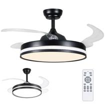 Ventilador de Teto Grande Led 3 em 1 Lampada Lustre Pa Retratil Controle Remoto Potente Silencioso Moderno Ventilador de Teto Grande Led 3 em 1 Lampada Lustre Pa Retratil Controle Remoto Potente Silencioso Moderno