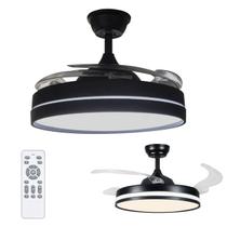 Ventilador de Teto Grande Luz Led 3 em 1 Pa Retratil Ajustavel Controle Remoto Silencioso Potente Quarto Sala Moderno