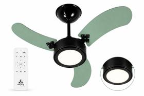 Ventilador de Teto Inverter Led Colors Preto 3 Pás Verde Bivolt + Controle
