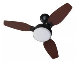 Ventilador De Teto Inverter Legacy Led Branco 3 Pás Preto/tabaco Bivolt Com Controle Remoto Ventisol