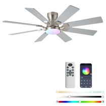 Ventilador de teto JSAITEE 132cm com luz RGB reversível de 6 velocidades Ventilador de teto JSAITEE 132cm com luz RGB reversível de 6 velocidades