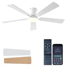 Ventilador de teto JSAITEE 52" de perfil baixo com luz, controle remoto e app Ventilador de teto JSAITEE 52" de perfil baixo com luz, controle remoto e app