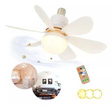 Ventilador De Teto Lampada Led Residencial Sala Quarto Bocal E27 com Controle Remoto