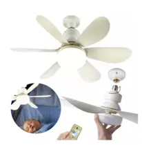 Ventilador De Teto Lampada Led Silencioso Bocal E27 com Controle Remoto 60 Watts