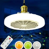 Ventilador de Teto LED com Controle Iluminação Ajustável E27 - BIVENA