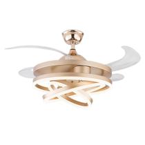 Ventilador de Teto LED Dourado Retrátil Moderno e Super Silencioso