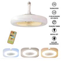Ventilador de Teto LED E27 36W, Bivolt e Com Controle Remoto