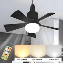 Ventilador de Teto LED Regulável com Controle Remoto e Base E27 - Iluminação Inteligente Sem Fio