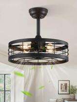 Ventilador de teto LEDIARY 18" Black Caged Bladeless Remote