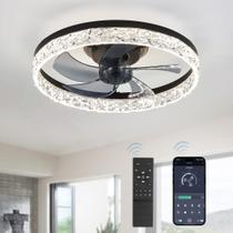 Ventilador de teto LEDIARY 20" Dimmable Light 6 Velocidades 110V Preto