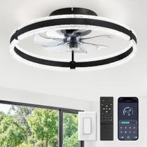 Ventilador de teto LEDIARY 20" Dimmable Light Remote Preto