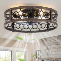 Ventilador de teto LEDIARY 20" Flush Mount Remote Black Gold