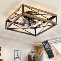 Ventilador de teto LEDIARY 20" Rustic Square Caged Remote