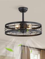 Ventilador de teto LEDIARY 22" Black Caged Bladeless Remote