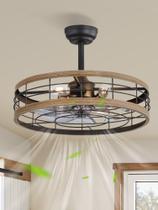Ventilador de teto LEDIARY 22" Industrial Cage Light Remote de 6 velocidades