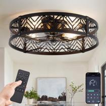 Ventilador de teto LEDIARY 23" Caged Flush Mount Black 6 Speed