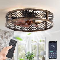 Ventilador de teto LEDIARY 23" Flush Mount App Remote Black Gold