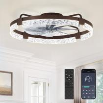 Ventilador de teto LEDIARY 24" Low Profile Brown Dimmable Light