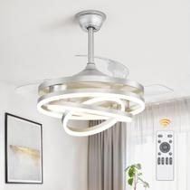 Ventilador de teto LEDIARY 42" com motor DC retrátil de 6 velocidades