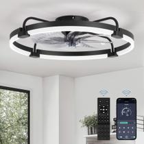 Ventilador de teto LEDIARY 61cm Dimmable Light 6 Velocidades Preto