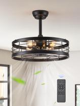 Ventilador de teto LEDIARY Fandelier de 20" com controle remoto de luz preto