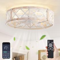Ventilador de teto LEDIARY, suporte embutido em gaiola de 20", remoto