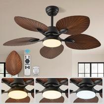 Ventilador de teto Liokoc 42" Palm Blade, controle remoto LED de 3 cores
